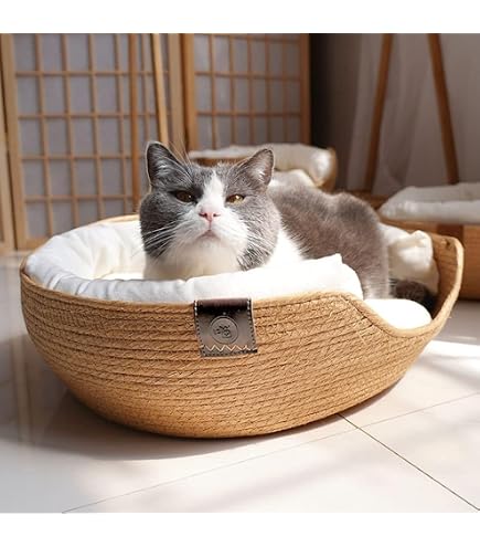 丸型木製猫ベッド 猫用寝床 ペット用品 Amazon.co.jp: Kavas 猫ベッド 犬猫用ベッド ラタン ペットソファ